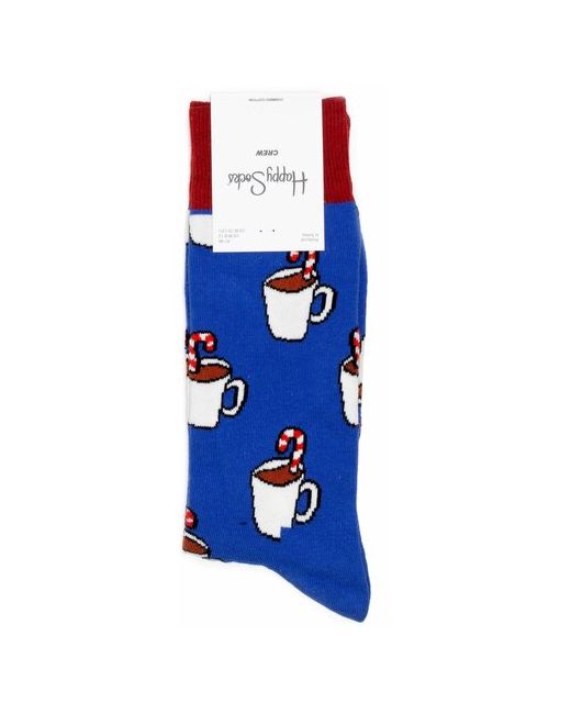 Happy Socks Носки унисекс 1 пара классические фантазийные на Новый год размер 41-46 синий бордовый