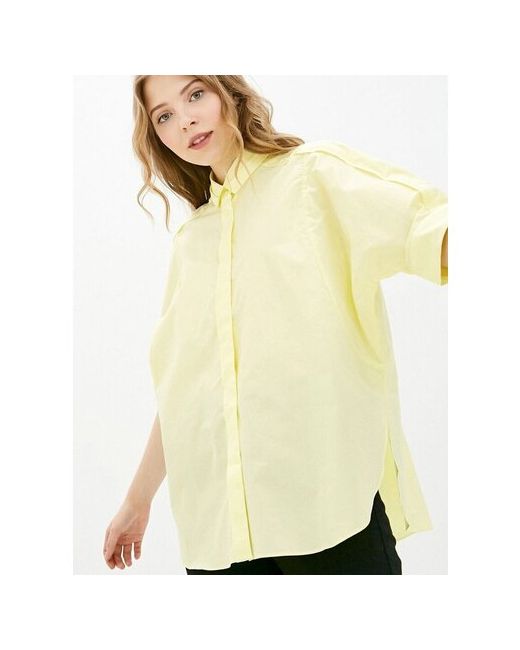 Baon Блуза повседневный стиль прямой силуэт укороченный рукав манжеты разрез однотонная размер XL