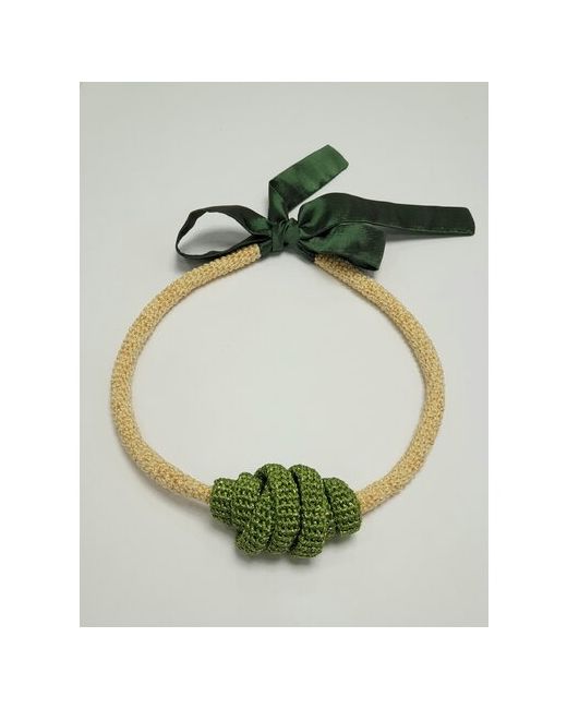 Pan-Tan Колье-трансформер вязаное желто-зеленое украшение на шею бижутерия ручной работы