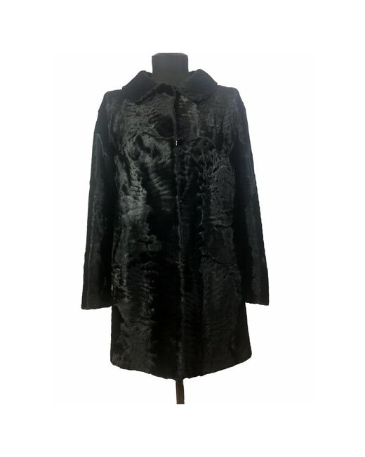 Zebo Пальто каракуль удлиненное силуэт прямой карманы пояс/ремень размер 46/48 черный