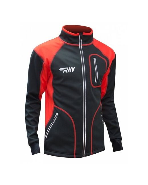 Ray Куртка средней длины силуэт прямой без капюшона быстросохнущая ветрозащитная карманы размер 44 красный черный