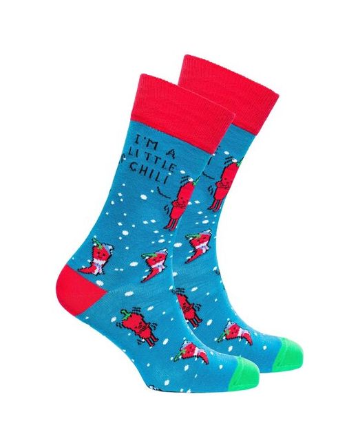 Socks n Socks Носки 1 пара высокие подарочная упаковка износостойкие на Новый год 23 февраля фантазийные нескользящие размер 7-12 US 40-45 EU бирюзовый мультиколор