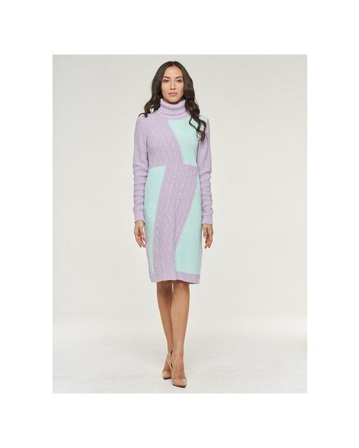 Vay Платье-свитер повседневное прилегающее макси вязаное размер 42 зеленый фиолетовый