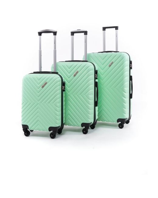 Lacase Комплект чемоданов 3 шт. пластик ABS-пластик опорные ножки на боковой стенке рифленая поверхность водонепроницаемый износостойкий 85 л размер S зеленый