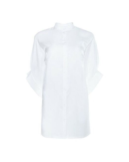 Minaku Рубашка классический стиль прямой силуэт длинный рукав разрез карманы однотонная размер 42 бежевый