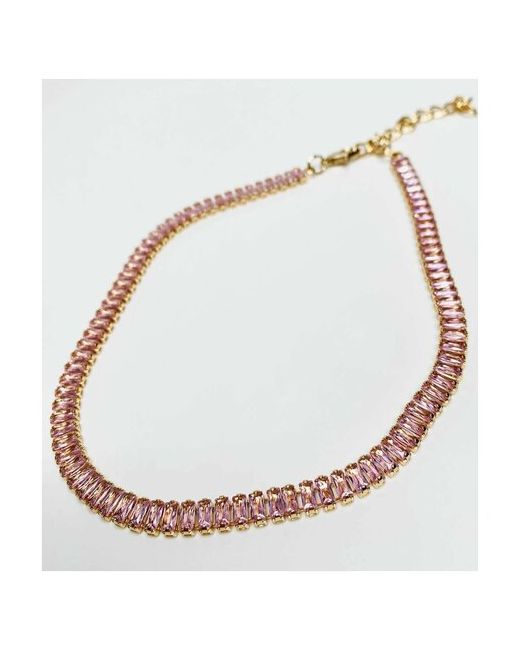 AcFox Чокер на шею сияющий с камнями цирконий ожерелье большими сияющими большие широкие камни золотой розовыми