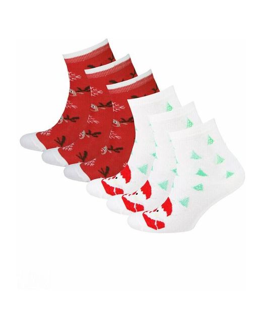Status носки средние подарочная упаковка усиленная пятка вязаные 6 пар размер 23-25 красный