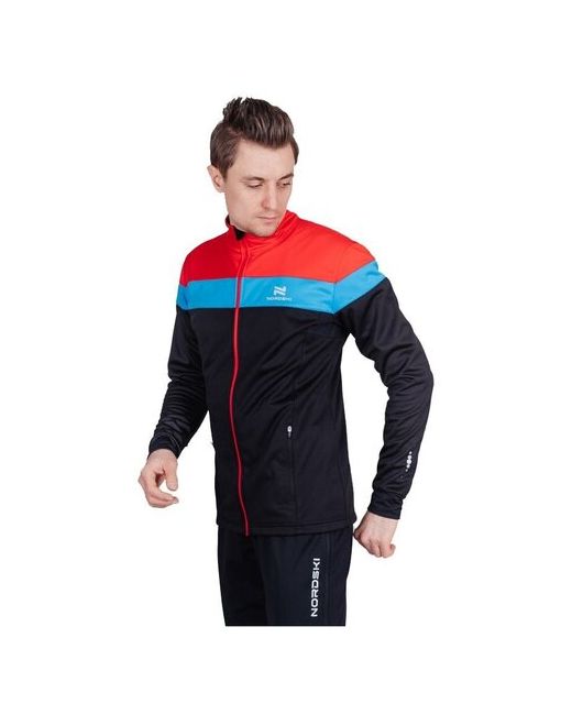 Nordski Куртка средней длины силуэт прямой карманы подкладка ветрозащитная водонепроницаемая размер 48/M черный красный