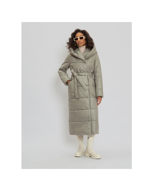 Electrastyle Пальто демисезон/зима силуэт прямой удлиненное размер 46 зеленый