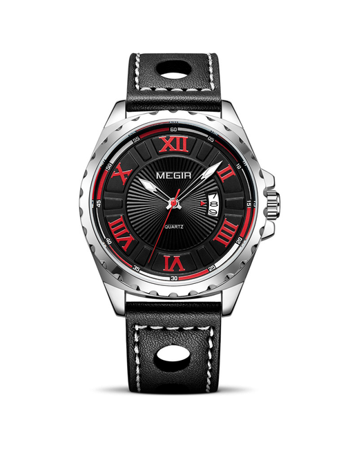 Megir Наручные часы Часы наручные с индикатором даты и защитой от влаги черный серебряный