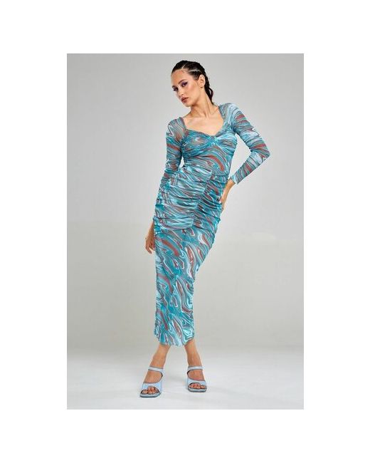 Alza Платье вечернее макси подкладка размер 42 голубой