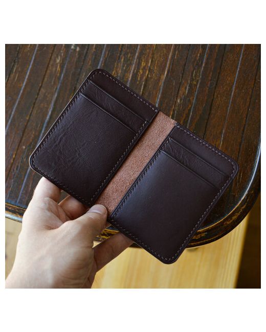 kushnerov Кредитница Leather Fold Cardholder Marro матовая фактура без застежки 2 отделения для банкнот отделение карт потайной карман подарочная упаковка