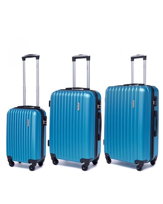 Lacase Комплект чемоданов 3 шт. пластик ABS-пластик опорные ножки на боковой стенке рифленая поверхность 85 л размер S синий