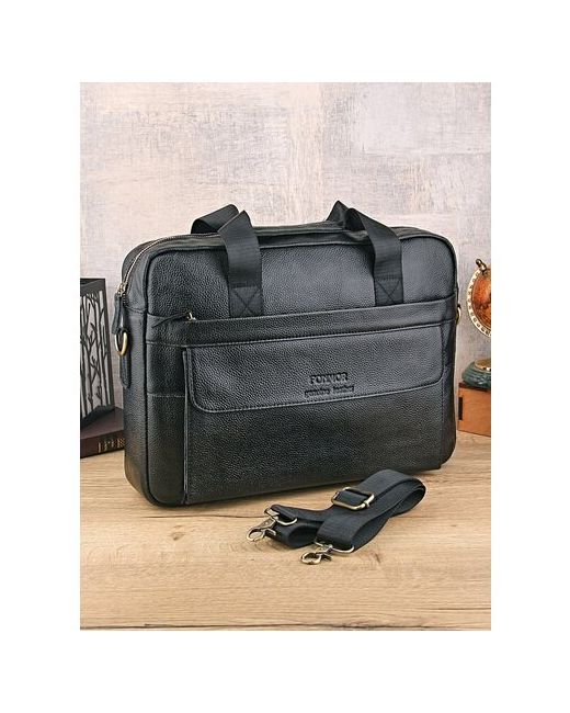 Stilus Портфель 9036НКП гладкая фактура на молнии карман для планшета отделение ноутбука с плечевым ремнем черный