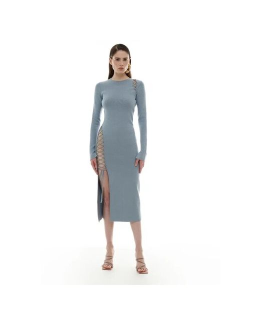 Sorelle Платье повседневное прилегающее миди размер M серый бирюзовый