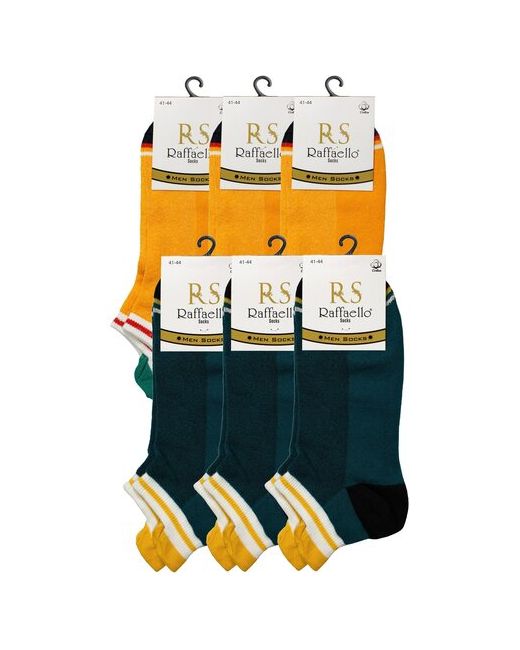 Raffaello Socks носки 6 пар укороченные воздухопроницаемые размер 41-44 желтый зеленый