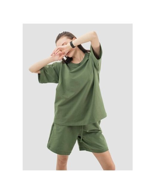 Reversal Костюм футболка и шорты классический стиль свободный силуэт размер M зеленый