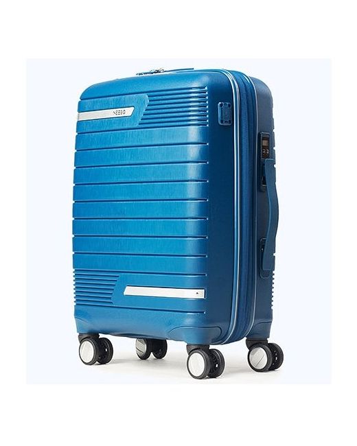 Neebo Умный чемодан поликарбонат полипропилен встроенные весы рифленая поверхность увеличение объема опорные ножки на боковой стенке 44 л размер S синий