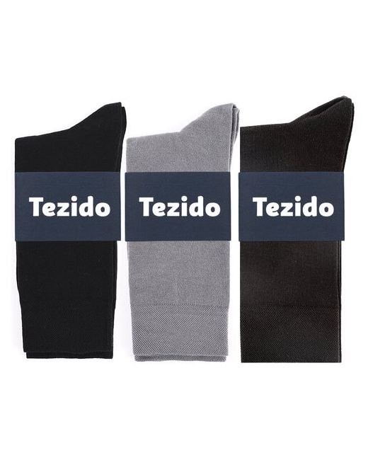 Tezido носки 3 пары высокие на 23 февраля размер 41-46 серый черный