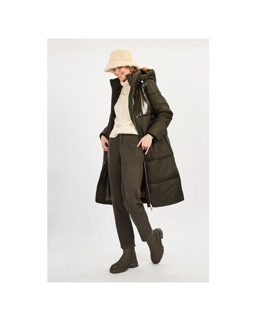 Baon Куртка демисезон/зима удлиненная силуэт прямой подкладка ветрозащитная манжеты карманы съемный капюшон стеганая вентиляция водонепроницаемая размер 50
