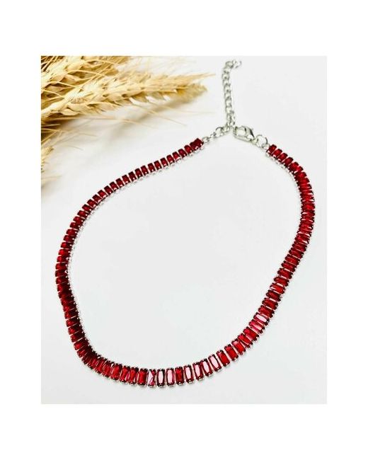 AcFox Чокер на шею сияющий с камнями цирконий ожерелье большими сияющими большие широкие камни красными
