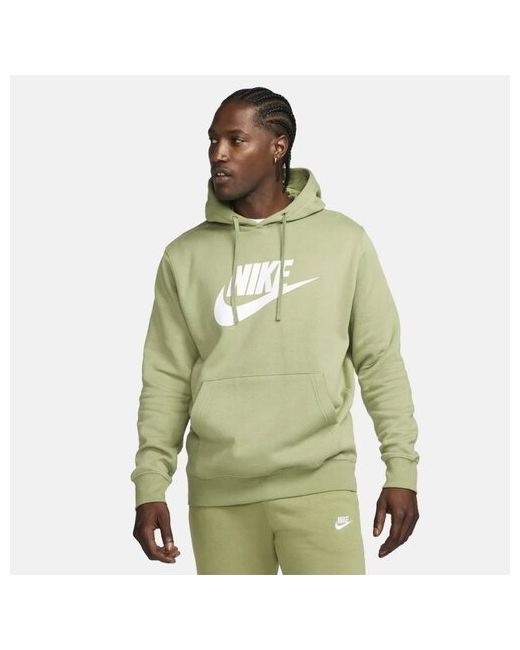 Nike Худи силуэт прямой капюшон размер L зеленый
