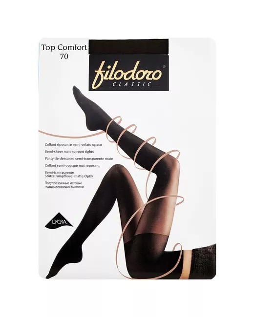 Filodoro Колготки Classic Top Comfort 70 den с ластовицей утягивающие шортиками матовые размер