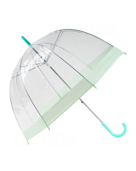 ЭВРИКА подарки и удивительные вещи Зонт-трость механика купол 82 см. 8 спиц прозрачный зеленый