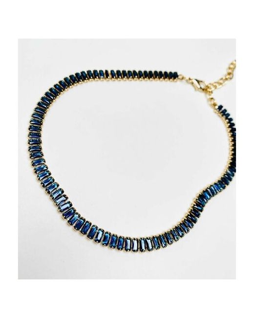 AcFox Чокер на шею сияющий с камнями цирконий ожерелье большими сияющими большие широкие камни золотой синими