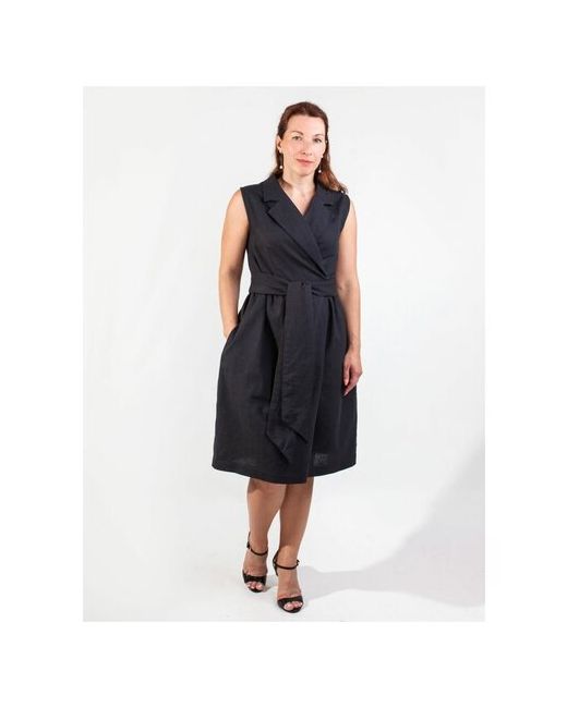 KiS Платье с запахом повседневное классическое до колена карманы размер 50170-100-106