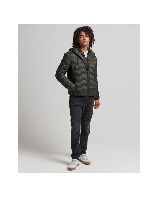 Superdry Куртка демисезон/зима утепленная карманы стеганая несъемный капюшон размер L 50-52 зеленый