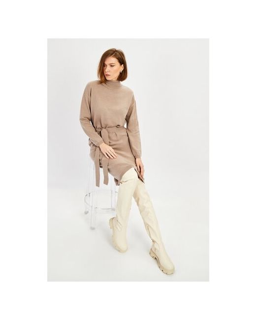 Baon Платье-свитер жаккард повседневное прямой силуэт макси размер 46