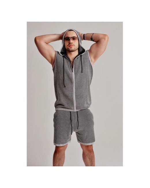 Andrey Nietto Костюм жилет и шорты повседневный стиль прямой силуэт карманы вязаный капюшон размер 50-52