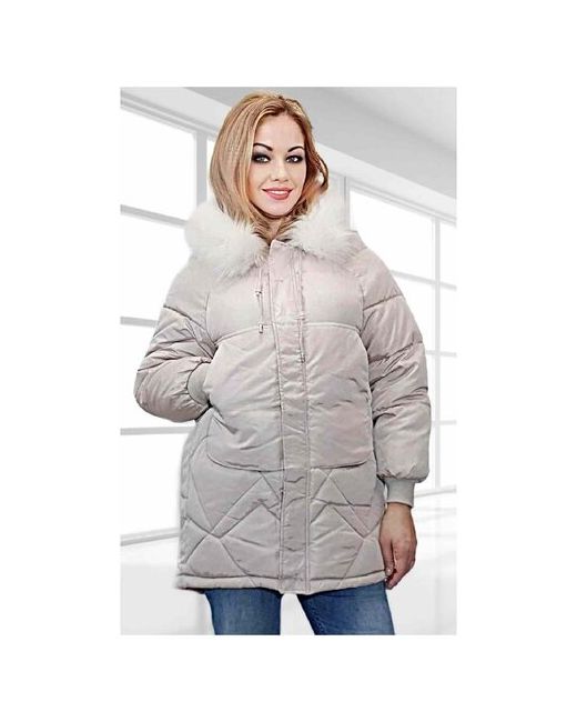 Bgt Куртка зимняя удлиненная силуэт прямой капюшон несъемный съемный размер 46