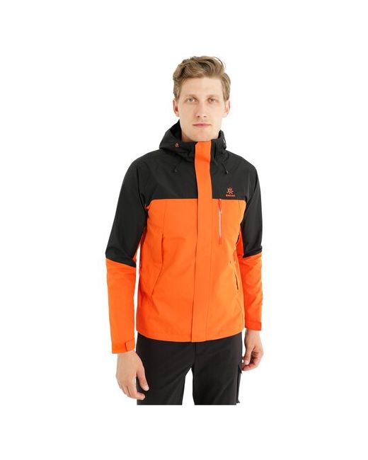 Kailas Туристическая куртка средней длины силуэт прямой регулируемые манжеты карманы вентиляция несъемный капюшон регулируемый водонепроницаемая ветрозащитная размер L черный оранжевый