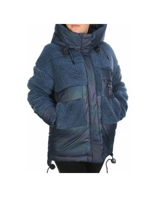 Meajiateer Куртка зимняя средней длины оверсайз стеганая капюшон карманы размер 46