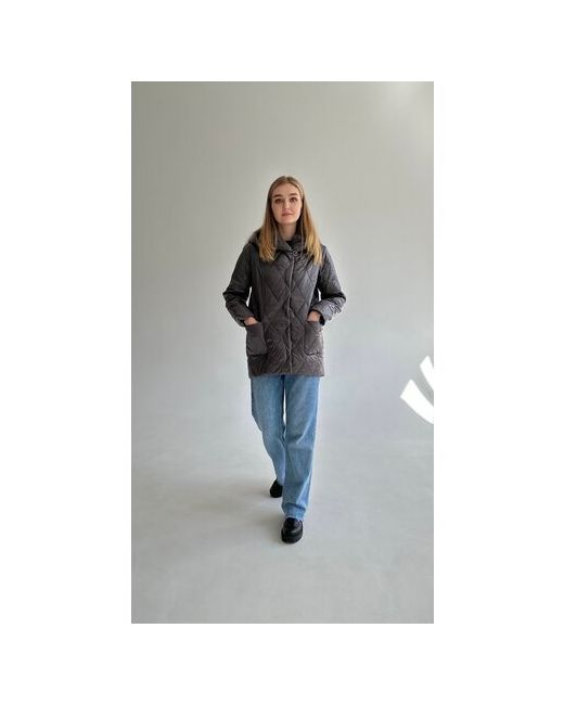 Art Moda Куртка демисезонная средней длины силуэт свободный однобортная быстросохнущая карманы капюшон размер 48