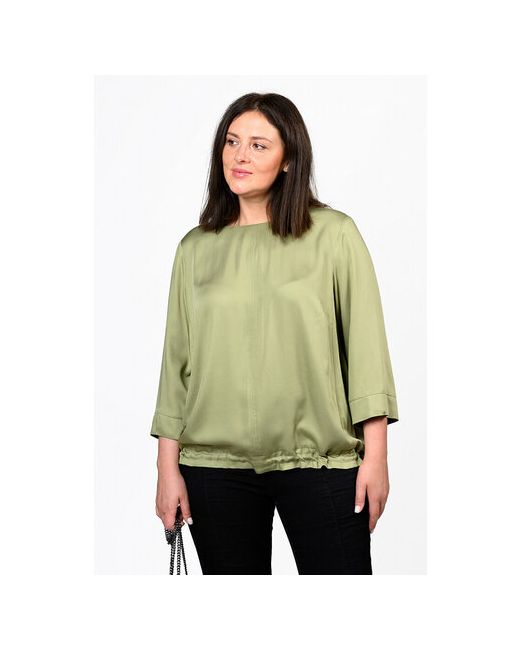 Svesta Блуза повседневный стиль свободный силуэт укороченный рукав однотонная размер зеленый