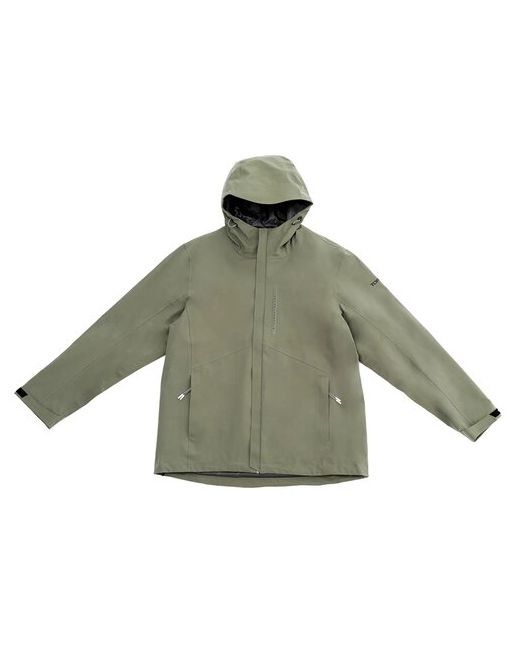 Toread Туристическая куртка средней длины силуэт свободный карманы регулируемые манжеты несъемный капюшон регулируемый водонепроницаемая ветрозащитная размер L зеленый