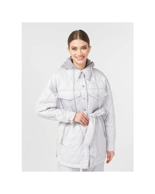 Lo Куртка-рубашка демисезон/зима средней длины силуэт прямой капюшон карманы манжеты подкладка размер 42