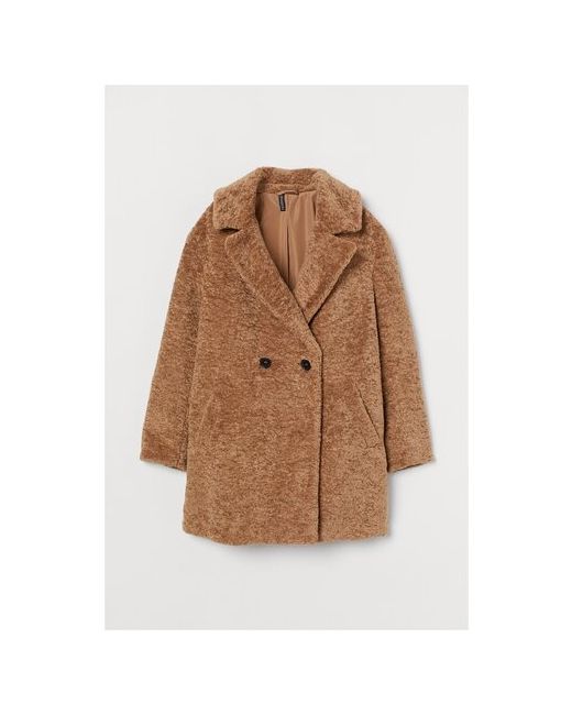 H & M Пальто искусственный мех средней длины карманы размер L