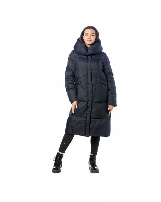 Evacana Куртка зимняя удлиненная силуэт прилегающий ветрозащитная карманы несъемный капюшон манжеты размер 50