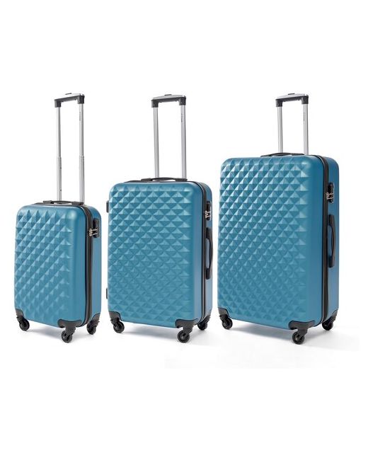 Lacase Комплект чемоданов 3 шт. пластик ABS-пластик опорные ножки на боковой стенке 100 л размер M синий