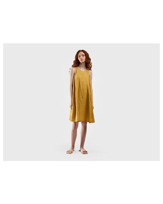 United Colors Of Benetton Платье лен повседневное свободный силуэт мини размер XL