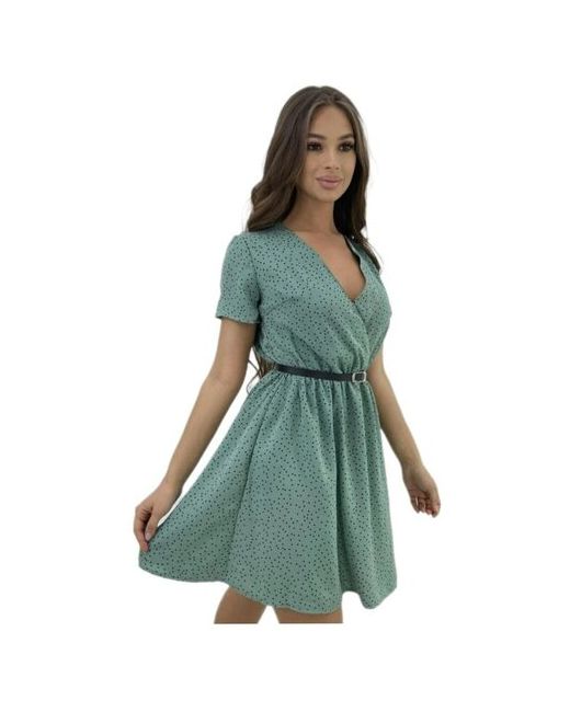 Узбекистан Платье с запахом повседневное классическое до колена размер 44 бирюзовый
