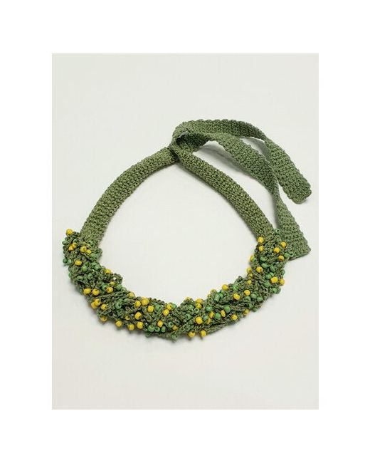 Pan-Tan Колье вязаное зеленое с бисером украшение на шею бижутерия
