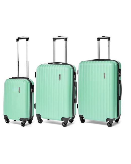 Lacase Комплект чемоданов 3 шт. пластик ABS-пластик опорные ножки на боковой стенке рифленая поверхность 85 л размер M зеленый