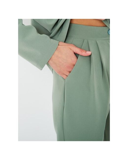 Dorizori Костюм блуза и брюки классический стиль свободный силуэт размер M зеленый