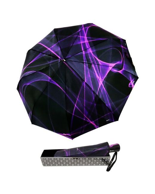 Royal Umbrella Зонт автомат 3 сложения купол 100 см. 9 спиц чехол в комплекте для фиолетовый черный