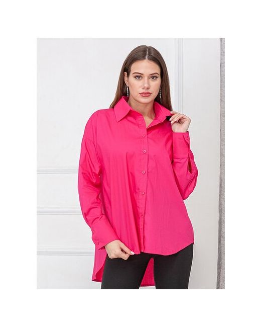 Saryshka Рубашка размер оверсайз 42-48 розовый фуксия